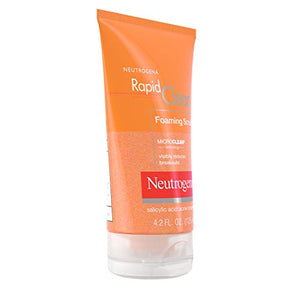 Neutrogena Rapid Clear Foaming Exfoliating Facial Scrub with Salicylic Acid Acne Medicine For Breakouts and Acne-Prone Skin, 4.2 fl. oz