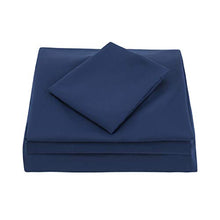 Load image into Gallery viewer, EVERYDAY KIDS 4 Piece Toddler Bedding Set - Includes Comforter, Flat Sheet, Fitted Sheet and Reversible Pillowcase - Solid Navy
