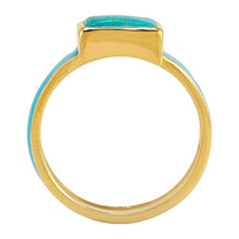 Load image into Gallery viewer, Silpada &#39;Building Blocks&#39; Turquoise Ring in 18K Yellow Gold-Plated Sterling Silver, Size 7, Size 7
