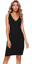Load image into Gallery viewer, WiWi Women's Soft Bamboo Nightgowns Sleep Shirt Sleeveless Nightgown V Neck Sexy Chemise Sleep Dress S-4X, Black, 4X
