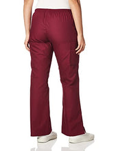 Load image into Gallery viewer, WonderWink Womens Flare Leg Cargo Pant, Wine, X-Large Petite
