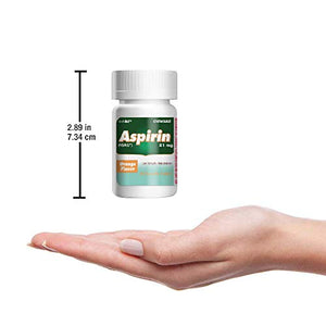 HealthA2Z Aspirin 81mg Chewable | Low Strength | 3 Packs of 36 Chewable Tablets (108 Tablets Total) | Orange Flavor | Pain Reliever | Reduce Headaches & Pains