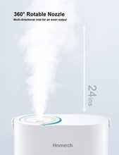 Load image into Gallery viewer, Homech Quiet Ultrasonic Humidifier,Cool Mist Humidifiers for Bedroom Home Baby (4L/1.06 Gallon) 12-60 Hours,Easy to Clean, 360° Nozzle,Waterless Tank Removal Auto Shut-Off (White)
