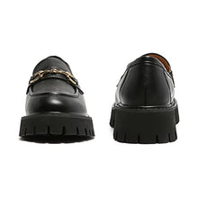 Load image into Gallery viewer, MACNMEUU Platform Loafers for Women Chunky Heel Lug Sole Loafers Slip ons Round Toe Black,Size 8.5
