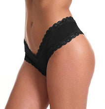 Load image into Gallery viewer, Sofishie Sexy V-Back Criss Cross Panties - Black - Large
