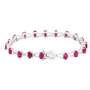 925 Sterling Silver Ruby Tennis Bracelet Oval Shape Gemstone Bracelet For Women Mom Wife Her