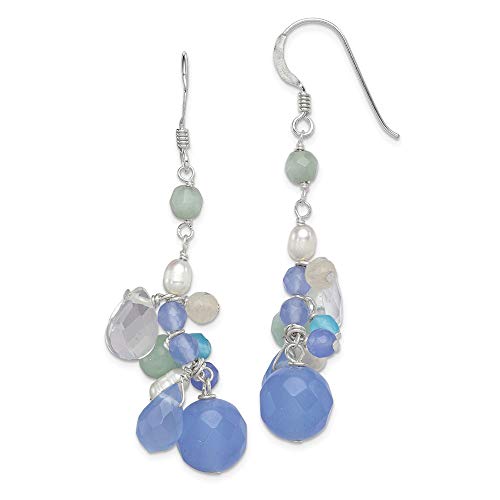 FB Jewels Solid Sterling Silver Blue Lace Agate/Opalite Crystal/Amazonite/Fw Cultured Pearl