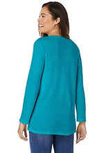 Load image into Gallery viewer, Woman Within Women's Plus Size Embroidered Thermal Waffle Henley Tee Long Underwear Top - 1X, French Blue Vine Embroidery
