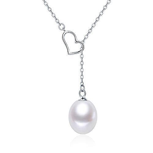 BOOSCA Pearl Jewelry for Women 925 Sterling Silver Pendant Necklace Gifts for Her Empty Heart