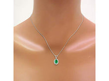 Load image into Gallery viewer, RYLOS Simply Elegant Beautiful Green Emerald &amp; Diamond Matching Set - Ring, Earrings and Pendant Necklace - May Birthstone
