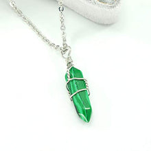 Load image into Gallery viewer, Hand Wired Treated Malachite Gemstone Healing Point Chakra Pendant Necklace
