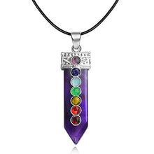 Load image into Gallery viewer, Healing stone Crystal necklace for Women's 7 Chakra stone Balanced Amethyst Gemstone Necklace with 18 "Stainless Steel Chain Strap Gift Box(Amethyst)
