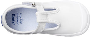 Keds baby-girls Champion Toe Cap T-Strap Sneaker , White Leather, 3 M US Infant