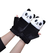 Load image into Gallery viewer, Aniywn Cute Panda Fingerless Gloves Winter Plush Faux Fur Half Finger Gloves Cute Cartoon Soft Warm Costume Accessories Black
