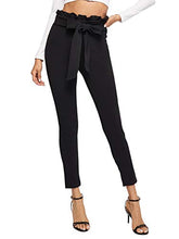Load image into Gallery viewer, Floerns Women's Stretchy Workwear Office Skinny Pants with Belt A Black S
