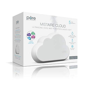 Pure Enrichment® MistAire™ Cloud - Ultrasonic Cool Mist Humidifier Lasts Up to 24 Hours, 8-Color Night Light for Child or Baby, Variable Mist, Whisper-Quiet Operation for Nursery or Bedroom, BPA Free