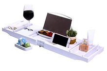 Load image into Gallery viewer, Cabot &amp; Carlyle Luxury Bath Caddy Tray for Tub | Bath Table | Premium Bamboo Bathtub Tray for Tub | Fits All Bath Accessories Wine Glass, Books, Tablets, Cellphones, Shampoo | Bath Shelf Foldable
