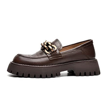 Load image into Gallery viewer, Beau Today Loafers for Women with Chains Chunky Platform Lug Sole Slip On Shoes Brown 6

