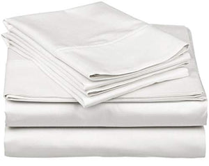 True Luxury 1000-Thread-Count 100% Egyptian Cotton Bed Sheets, 4-Pc King White Sheet Set, Single Ply Long-Staple Yarns, Sateen Weave for Kids and Adults, Fits Mattress Upto 18'' Deep Pocket