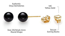 Load image into Gallery viewer, 14kt Yellow Gold 6mm Black Onyx Stud Earrings
