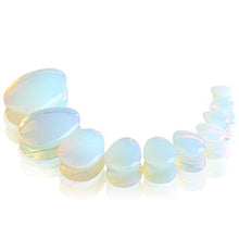 Load image into Gallery viewer, HQLA 2 Pairs Teardrop Clear Opalite Moonstone &amp; Black Obsidian Natural Stone Plug Tunnels Ear Gauges Expanders Stretcher Body Piercings (0g(8mm))
