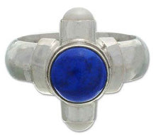 Load image into Gallery viewer, NOVICA Lapis Lazuli White Cultured Freshwater Pearl .925 Sterling Silver Ring, Direction'
