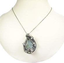 Load image into Gallery viewer, Wire-Wrapped Celestite Pendant in Sterling Silver with Herkimer Diamonds
