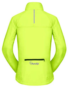 Shelcup Women's Packable Windbreaker Jacket, Lightweight and Visible, Active Cycling Running Skin Coat, Fluorescent green L