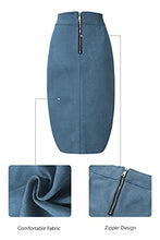 Load image into Gallery viewer, Bellivera Womens Faux Suede Leather Pencil Skirt, Fall Casual Midi Skirts for Women, Summer Hip Wrapped Back Split FF21 Blue XL
