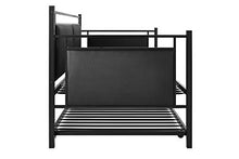 Load image into Gallery viewer, DHP Astoria Metal and Upholstered Daybed/Sofa Bed with Included Trundle, Twin Size Frame, Black
