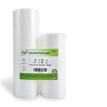 Load image into Gallery viewer, Vacuum Sealer Bags Heavy Duty, 8x 50 plus 11x 50 Vacuum Sealer Bags (1 each, 2 total) 100 ft Roll Vacuum Sealer Bags, Food Vacuum Sealer Bags, Meat Vacuum Sealer Bags, Fit nutrichef, foodsaver, jzbrain oliso weston Vacuum Sealer Bags, BPA Free Sous Vide,
