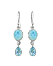 Load image into Gallery viewer, YoTreasure Larimar &amp; Blue Topaz 925 Sterling Silver Teardrop Dangle Earrings Birthstone Jewelry
