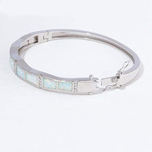 Load image into Gallery viewer, CiNily Opal Bangle Bracelets for Women Cubic Zirconia Rhodium Plated Gemstone Bangle Bracelet 8 3/8"
