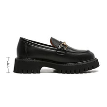 Load image into Gallery viewer, MACNMEUU Platform Loafers for Women Chunky Heel Lug Sole Loafers Slip ons Round Toe Black,Size 8.5
