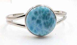 Something Blue Larimar Bracelet Big Bold Wedding Special Day Cuff Dolphin Ocean Lovers Silvertone