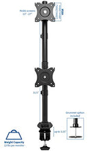 Load image into Gallery viewer, VIVO Dual Monitor Articulating Desk Mount Stand with Height Adjustment and Open VESA Plates for 2 LCD Screens up to 27 inches, Stacked Array, Black, STAND-V002R
