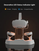 Load image into Gallery viewer, NexiGo Enhanced Charging Dock with LED Light for Oculus Quest 2, [Support Elite Strap with Battery], Headset Display Stand and Controller Mount, 2 Rechargeable Batteries, Magnetic Cable
