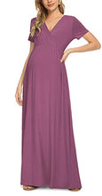 Load image into Gallery viewer, Xpenyo Women&#39;s Maternity Dresses Summer Casual Short Sleeve V Neck Wrap Long Maxi Dress Pregnancy Clothes for Baby Shower, Photoshoot, Party, Daily, Nursing, Mauve 2XL

