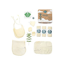 Load image into Gallery viewer, Kalmic Gift Hamper for Kids, [Neem] | 100% GOTS Certified Organic Cotton (Swaddles, Wraps with Hood, Burpcloths, Bibs, Mittens, Face Mask for Kids, Mother) | Gift Set for Kids 0-1 Years
