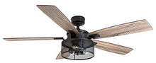 Load image into Gallery viewer, Honeywell Ceiling Fans 50614-01 Carnegie LED Ceiling Fan 52", Indoor, Rustic Barnwood Blades, Industrial Cage Light, Matte Black

