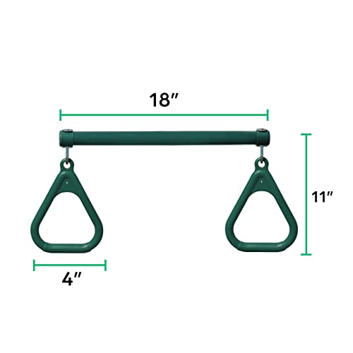 Load image into Gallery viewer, Jungle Gym Kingdom 18" Trapeze Swing Bar Rings 48" Heavy Duty Chain Swing Set Accessories & Locking Carabiners (Green)