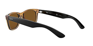 Ray-Ban unisex adult Rb2132 New Wayfarer Polarized Sunglasses, Gold Frame/Brown B-15XLT Lens, 55 mm US