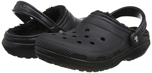 Load image into Gallery viewer, Crocs womens Crocs Men's and Women's Classic Lined | Warm Fuzzy Slippers Clog, Black/Black, 8 Women 6 Men US
