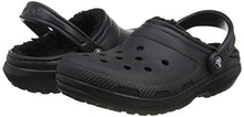 Load image into Gallery viewer, Crocs womens Crocs Men's and Women's Classic Lined | Warm Fuzzy Slippers Clog, Black/Black, 8 Women 6 Men US
