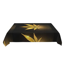Load image into Gallery viewer, Golden Cannabis Print Rectangle Tablecloth - 54"X72" Inch - Stain &amp; Waterproof &amp; Wrinkle Resistant Washable Polyester Tablecloth, for Buffet Parties, Wedding and Camping
