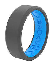 Load image into Gallery viewer, Groove Life Silicone Wedding Ring for Men - Breathable Rubber Rings for Men, Lifetime Coverage, Unique Design, Comfort Fit Mens Ring - Edge Original Deep Stone Grey Size 9
