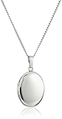 Amazon Collection Sterling Silver Polished Oval Locket Necklace, 16