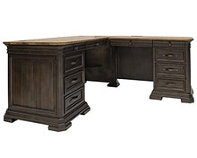 Load image into Gallery viewer, Martin Furniture IMSA684R-KIT Executve L-Desk &amp; Return with Solid Wood Plank Tops, Fully Assembled, Brown
