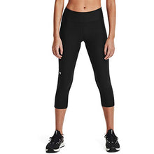 Load image into Gallery viewer, Under Armour Women's HeatGear Armour Mid No-Slip Waistband Pocketed Capri , Black (001)/White , Medium
