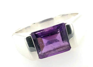 Genuine 2ct Purple Amethyst 925 Solid Sterling Silver Men's Ring Size 6, 6.75, 7, 7.75, 8, 9.75, 10, 10.75, 11, 11.75, 12